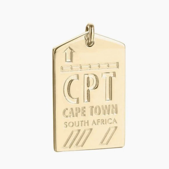 Jet Set Candy Cape Town CPT Luggage Tag Charm Gold Vermeil - Picture 1 of 3